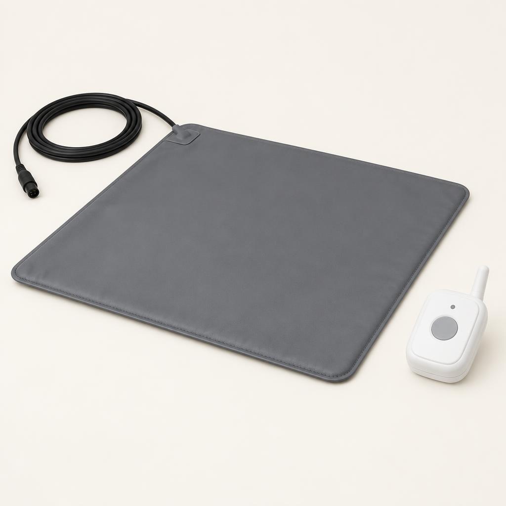 Bed occupancy pressure mat with a wireless carer pager
