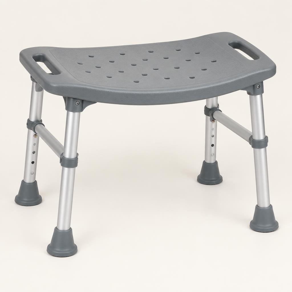 Wide bariatric shower stool with grey moulded seat